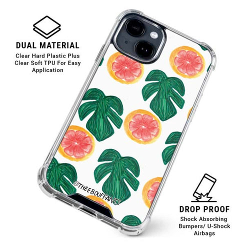 Bouffants and Broken Hearts Tropical Leaves and Citrus iPhone 15 Clear Case